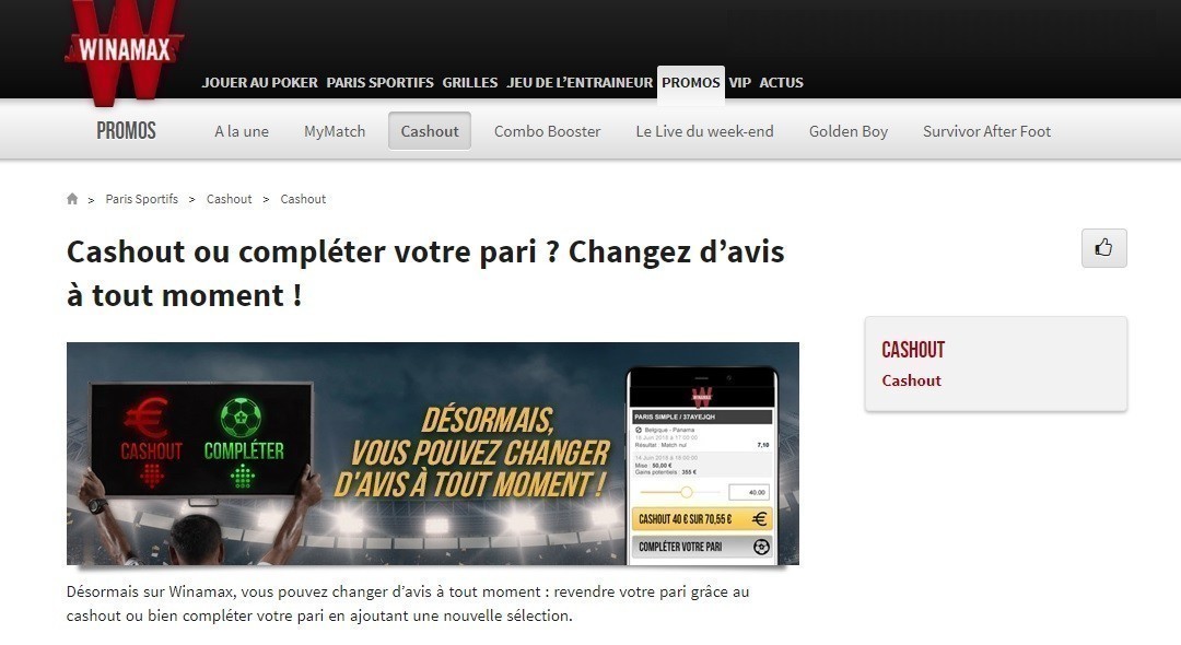Comment est calculer le cash out Winamax ?