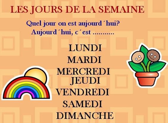 Comment on dit Lundi mardi mercredi jeudi vendredi samedi dimanche ?