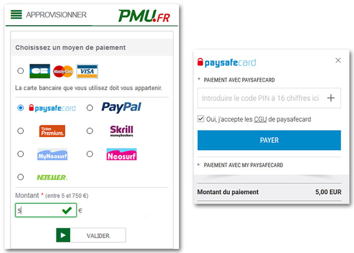 Quel site prend les paiement paysafecard ?