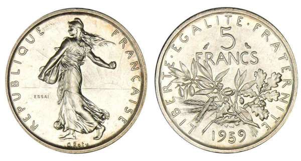 Quelle est la valeur d’une pièce en argent de 5 francs de 1960 ?