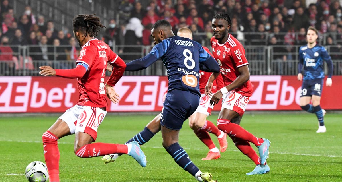 Brest-OM : Gerson lance Marseille, Bellelli tente de réveiller Breton avant la pause