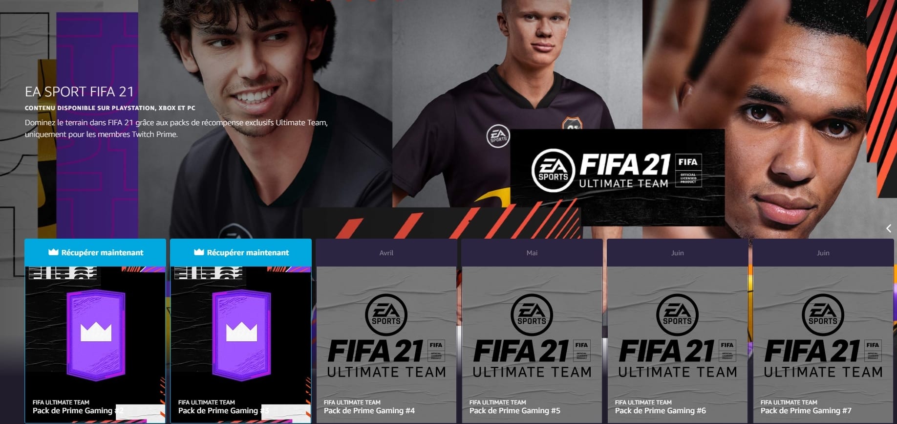 Comment recuperer pack Twitch prime FIFA 21 ?