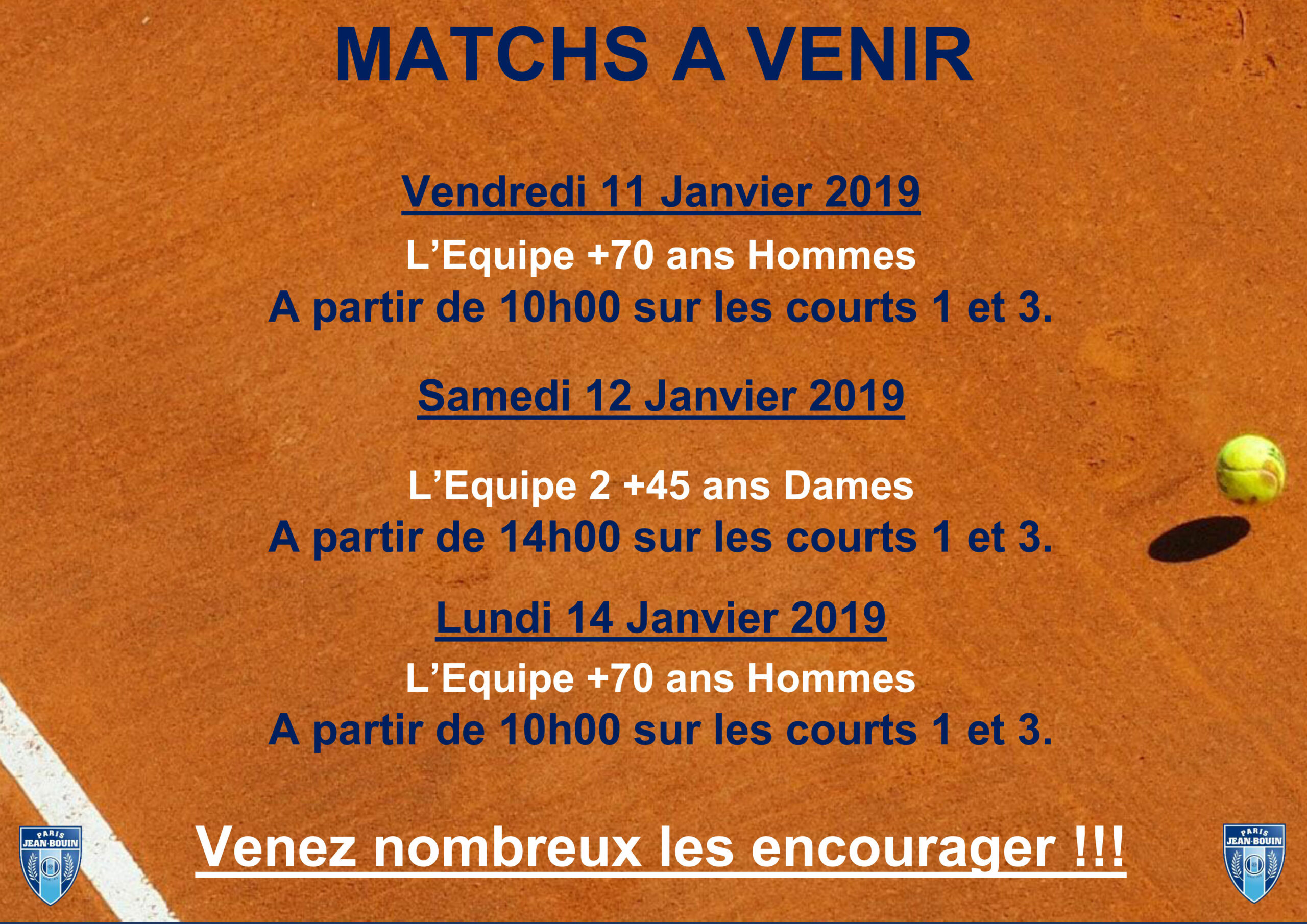 Quels sont les matchs à venir ?