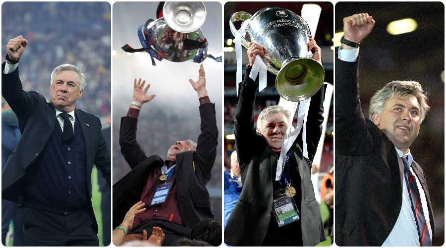 Carlo Ancelotti, ses 4 victoires en Ligue des champions